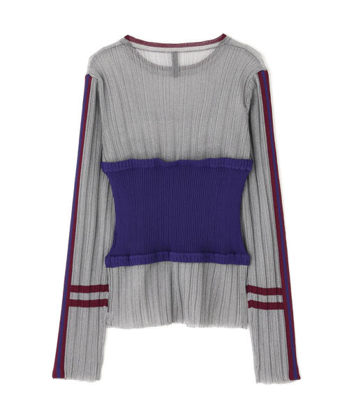 AULA AILA(アウラアイラ)の「AULA AILA/アウラアイラ/BARE TOP SHEER RIB KNIT/ベアトップシアーリブニット(ニット/セーター・レディース・グレー/ブラック・0)」の18枚目の写真