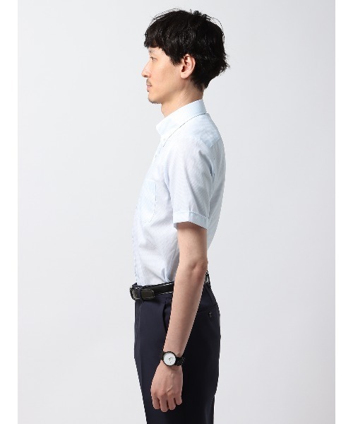 SUIT SQUARE(スーツスクエア)の「WEB限定 半袖ワイシャツ ボタンダウンカラー COOL MAX ノンアイロン(ビジネスシャツ・メンズ・ホワイト系/グレー系/ブルー系2/ブルー系1・S/M/L/LL/3L)」の7枚目の写真