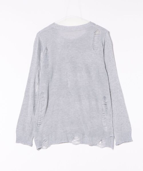 MONO8(モノハチ)の「クラッシュメッシュロングニットトップス(Tシャツ/カットソー・レディース・オフホワイト/グレー/ブラック・M)」の14枚目の写真