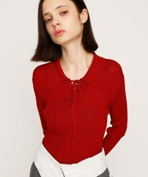 SLY | 【2025AW】LACE UP H/G TOPS レースアップ ハイゲージ トップス 秋服(ニット/セーター)