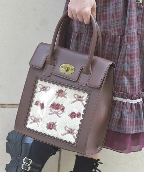 axes femme（アクシーズファム）の「ローズ×リボン刺繍バッグ（ボストンバッグ・レディース・ダークブラウン/ブラック・FREE）」の5枚目の写真