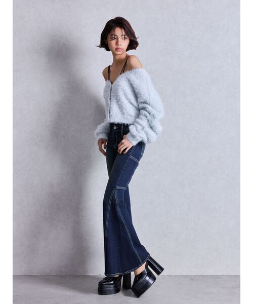 GYDA(ジェイダ)の「ラメシャギーニットカーディガン(カーディガン/ボレロ・レディース・オフホワイト/パープル/ベージュ・FREE)」の8枚目の写真