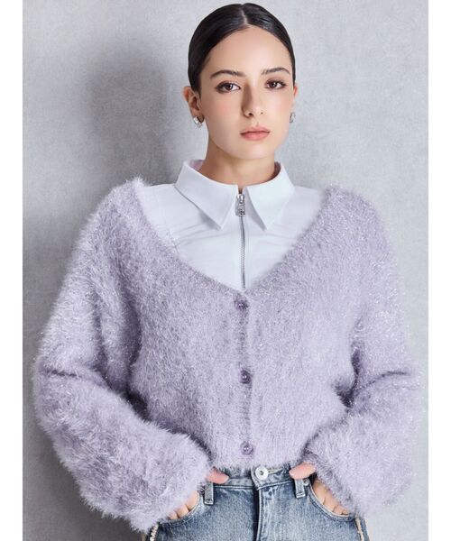 GYDA(ジェイダ)の「ラメシャギーニットカーディガン(カーディガン/ボレロ・レディース・オフホワイト/パープル/ベージュ・FREE)」の14枚目の写真