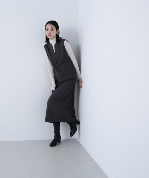 NATURAL BEAUTY BASIC（ナチュラルビューティーベーシック）の「◇ウーリッシュカルゼシリーズ ジャンパースカート（ジャンパースカート・レディース・チャコールグレー/ダークブラウン/ベージュ・P/S/MEDIUM）」の9枚目の写真