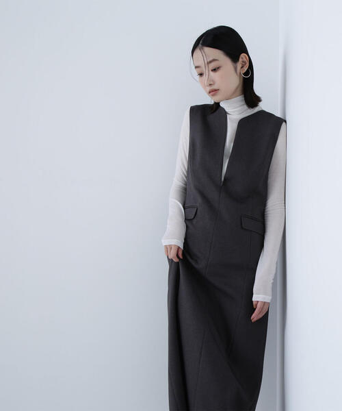 NATURAL BEAUTY BASIC（ナチュラルビューティーベーシック）の「◇ウーリッシュカルゼシリーズ ジャンパースカート（ジャンパースカート・レディース・チャコールグレー/ダークブラウン/ベージュ・P/S/MEDIUM）」の10枚目の写真