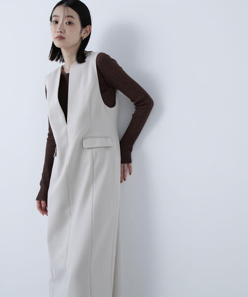 NATURAL BEAUTY BASIC（ナチュラルビューティーベーシック）の「◇ウーリッシュカルゼシリーズ ジャンパースカート（ジャンパースカート・レディース・チャコールグレー/ダークブラウン/ベージュ・P/S/MEDIUM）」の13枚目の写真