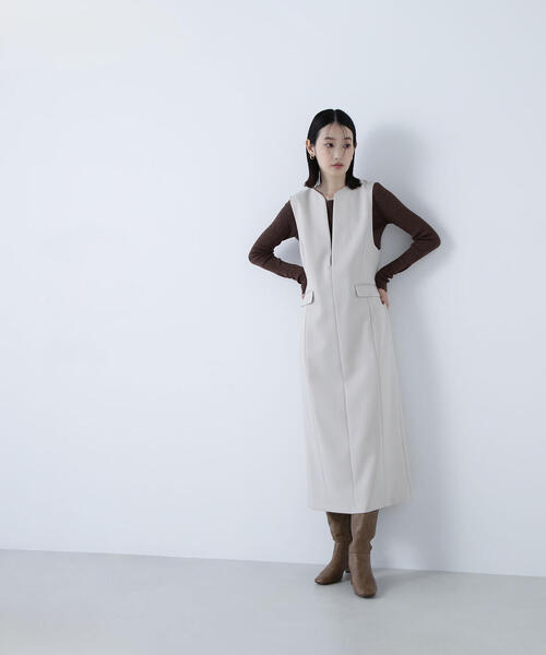 NATURAL BEAUTY BASIC（ナチュラルビューティーベーシック）の「◇ウーリッシュカルゼシリーズ ジャンパースカート（ジャンパースカート・レディース・チャコールグレー/ダークブラウン/ベージュ・P/S/MEDIUM）」の14枚目の写真