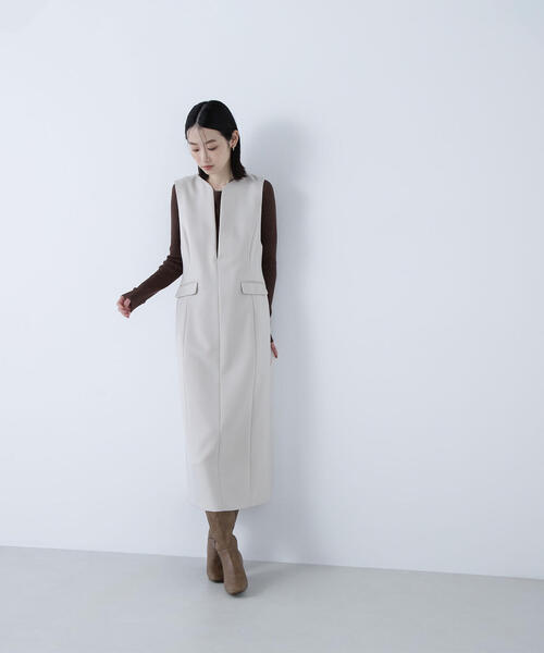 NATURAL BEAUTY BASIC（ナチュラルビューティーベーシック）の「◇ウーリッシュカルゼシリーズ ジャンパースカート（ジャンパースカート・レディース・チャコールグレー/ダークブラウン/ベージュ・P/S/MEDIUM）」の17枚目の写真