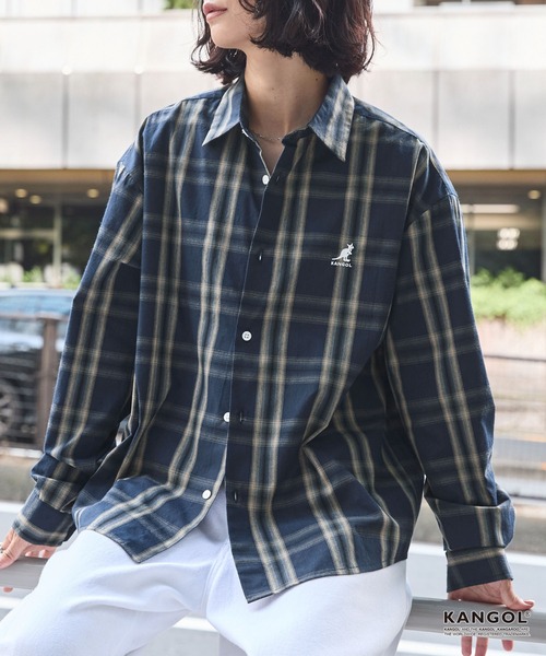 KANGOL（カンゴール）の「KANGOL/カンゴール 別注 ワンポイントロゴ刺繍  アソート レギュラーカラー長袖シャツ ＜抗菌 / 防臭 / イージーケア＞（シャツ/ブラウス・メンズ・ネイビー/ブラック系/ブルー系/ホワイト/ベージュ系/ネイビー系1/ネイビー系/グレー系・S/M/L）」の6枚目の写真