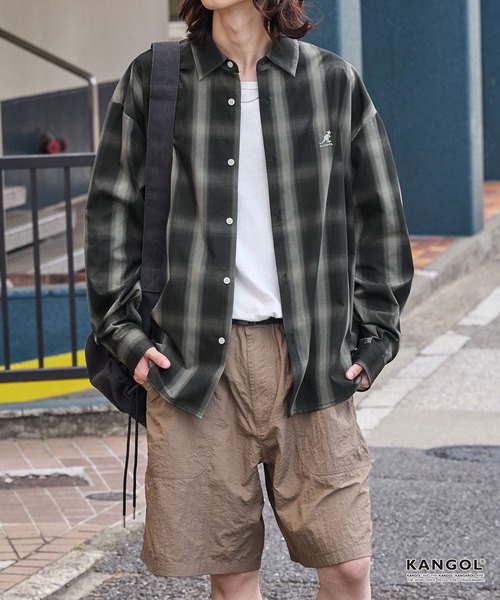 KANGOL（カンゴール）の「KANGOL/カンゴール 別注 ワンポイントロゴ刺繍  アソート レギュラーカラー長袖シャツ ＜抗菌 / 防臭 / イージーケア＞（シャツ/ブラウス・メンズ・ネイビー/ブラック系/ブルー系/ホワイト/ベージュ系/ネイビー系1/ネイビー系/グレー系・S/M/L）」の18枚目の写真