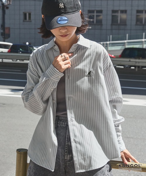 KANGOL（カンゴール）の「KANGOL/カンゴール 別注 ワンポイントロゴ刺繍  アソート レギュラーカラー長袖シャツ ＜抗菌 / 防臭 / イージーケア＞（シャツ/ブラウス・メンズ・ネイビー/ブラック系/ブルー系/ホワイト/ベージュ系/ネイビー系1/ネイビー系/グレー系・S/M/L）」の12枚目の写真
