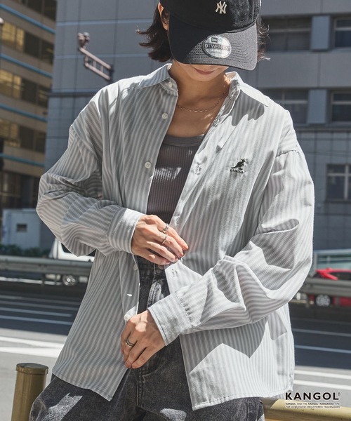 KANGOL（カンゴール）の「KANGOL/カンゴール 別注 ワンポイントロゴ刺繍  アソート レギュラーカラー長袖シャツ ＜抗菌 / 防臭 / イージーケア＞（シャツ/ブラウス・メンズ・ネイビー/ブラック系/ブルー系/ホワイト/ベージュ系/ネイビー系1/ネイビー系/グレー系・S/M/L）」の14枚目の写真