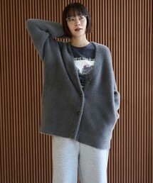 ナイロンシャギー Vネックカーディガン