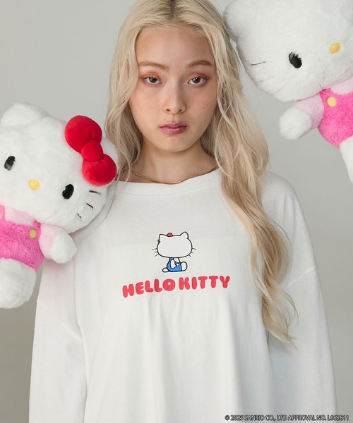 HELLO KITTY × forksy.】オーバーサイズアソートロゴプリントロンT（T