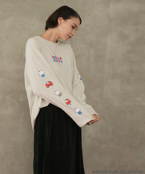 sanrio（サンリオ）の「【HELLO KITTY × forksy.】オーバーサイズアソートロゴプリントロンT（Tシャツ/カットソー・レディース・オートミール/スミクロ/ライトピンク/オフホワイト・FREE）」の13枚目の写真