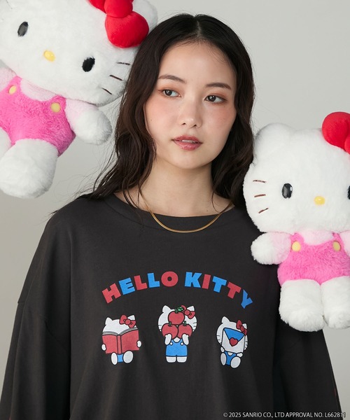 HELLO KITTY × forksy.】オーバーサイズアソートロゴプリントロンT（T