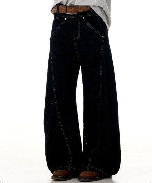 mushwear（マッシュウェア）の「ステッチバルーンワイドデニムパンツ（デニムパンツ・メンズ・ブルー・SMALL/MEDIUM/LARGE/X-LARGE）」の6枚目の写真