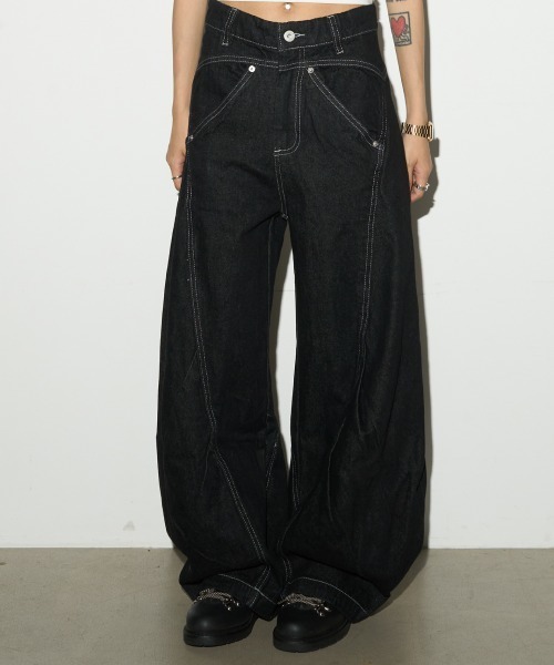 mushwear（マッシュウェア）の「ステッチバルーンワイドデニムパンツ（デニムパンツ・メンズ・ブルー・SMALL/MEDIUM/LARGE/X-LARGE）」の8枚目の写真