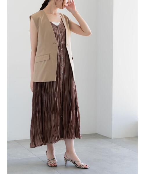 Te chichi（テチチ）の「ワッシャープリーツキャミワンピース（ワンピース・レディース・カーキ/ボルドー/ブラック・F）」の2枚目の写真