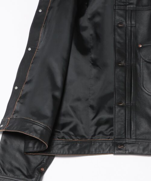 Lee(リー)の「Lee/リー 【新作】COWBOY JACKET LEATHER レザージャケット/レザー/牛革/カウボーイジャケット(その他アウター・メンズ・ブラック・38/36/44/42/40)」の3枚目の写真