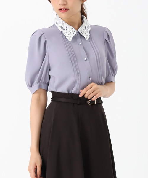 セール】2025秋冬新作 襟レースブラウス（シャツ/ブラウス）｜MISCH