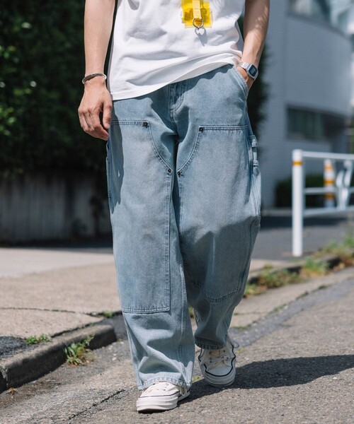 FREAK'S STORE（フリークスストア）の「FREAK’S STORE/フリークスストア ストレートシルエット ワイド ダブルニーデニム（デニムパンツ・メンズ・ブラック/ネイビー/サックスブルー・SMALL/MEDIUM/LARGE）」の18枚目の写真