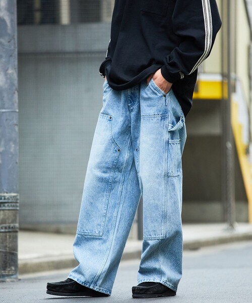 FREAK'S STORE（フリークスストア）の「FREAK’S STORE/フリークスストア ストレートシルエット ワイド ダブルニーデニム（デニムパンツ・メンズ・ブラック/ネイビー/サックスブルー・SMALL/MEDIUM/LARGE）」の22枚目の写真