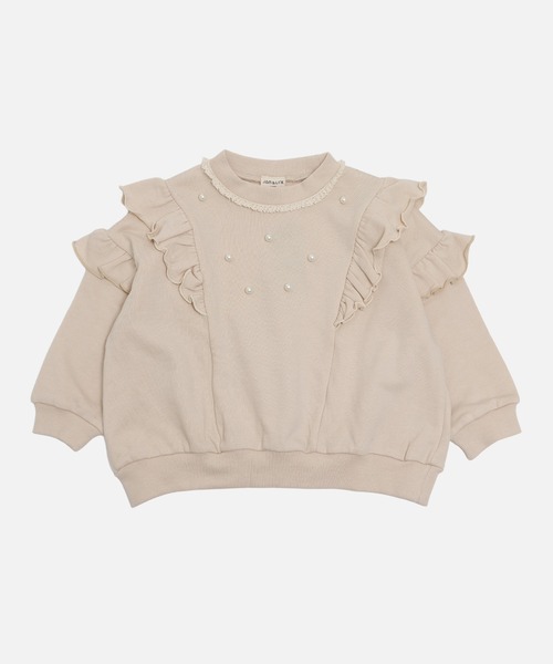 JAM & LINK（ジャムアンドリンク）の「パール付き フリル裏毛トレーナー（スウェット・キッズ・クリーム/チャコールグレー/ラベンダー・100/120/110/160/150/140/130）」の10枚目の写真