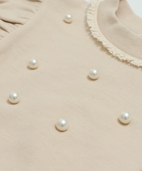 JAM & LINK（ジャムアンドリンク）の「パール付き フリル裏毛トレーナー（スウェット・キッズ・クリーム/チャコールグレー/ラベンダー・100/120/110/160/150/140/130）」の13枚目の写真