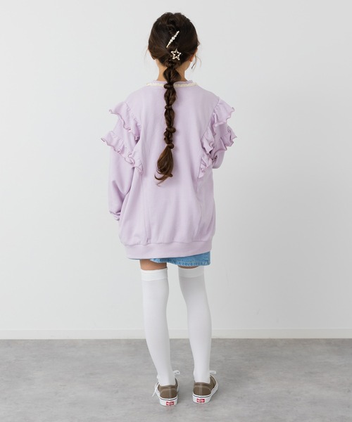 JAM & LINK（ジャムアンドリンク）の「パール付き フリル裏毛トレーナー（スウェット・キッズ・クリーム/チャコールグレー/ラベンダー・100/120/110/160/150/140/130）」の8枚目の写真