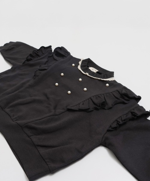 フリル付き黒スウェットジャケット フリル付き黒スウェットジャケット スウェット（フリル）ファッション