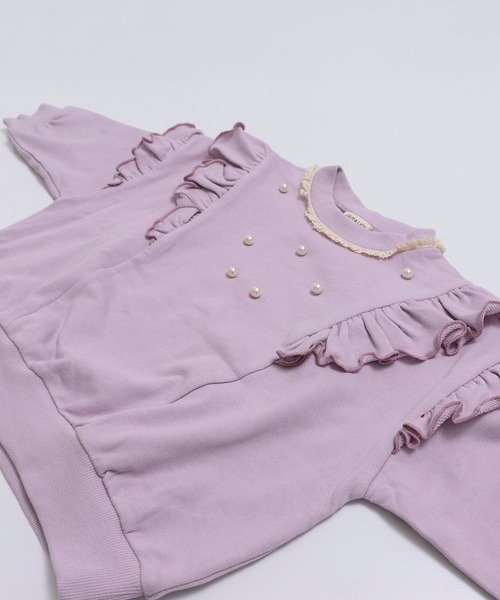 JAM & LINK（ジャムアンドリンク）の「パール付き フリル裏毛トレーナー（スウェット・キッズ・クリーム/チャコールグレー/ラベンダー・100/120/110/160/150/140/130）」の20枚目の写真