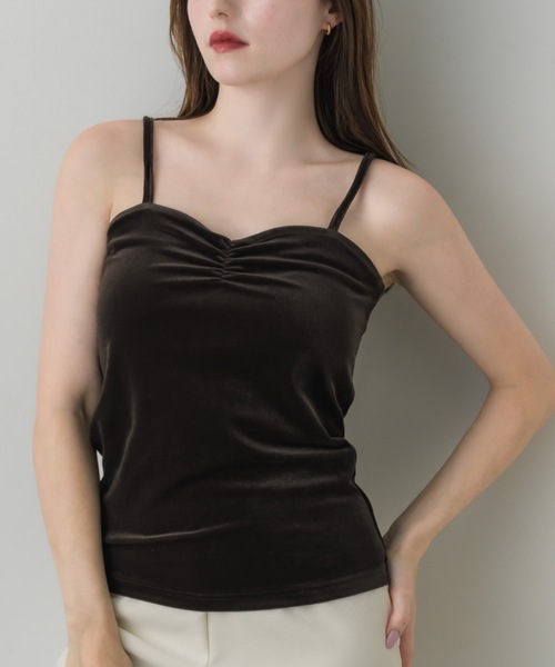 muku（ムク）の「VELOUR CAMISOLE/in bra（キャミソール・レディース・アイボリー/ブラウン/ブラック・FREE）」の3枚目の写真