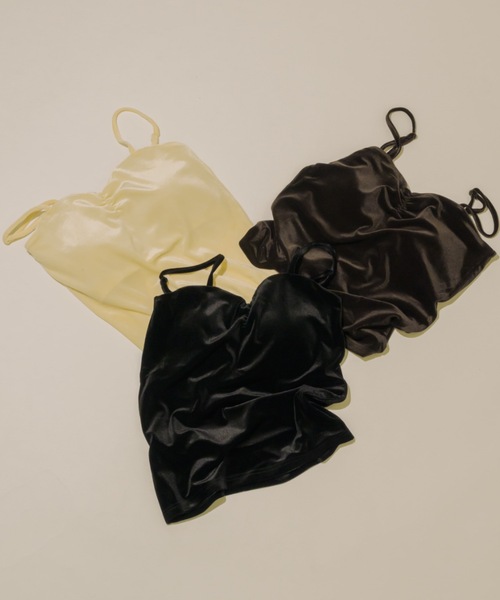 muku（ムク）の「VELOUR CAMISOLE/in bra（キャミソール・レディース・アイボリー/ブラウン/ブラック・FREE）」の2枚目の写真