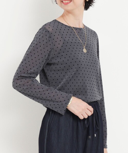 NOLLEY’S(ノーリーズ)の「ラメフロッキードットプルオーバーカットソー(Tシャツ/カットソー・レディース・ブラウン/ブラック/グレー・38)」の6枚目の写真