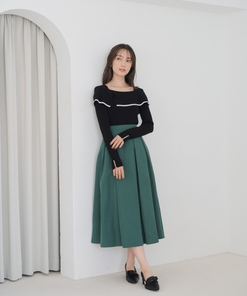MISCH MASCH（ミッシュマッシュ）の「2way配色アシメケープニット（ニット/セーター・レディース・レッド/ベージュ/ブラック/グレー・ﾌﾘ-）」の10枚目の写真