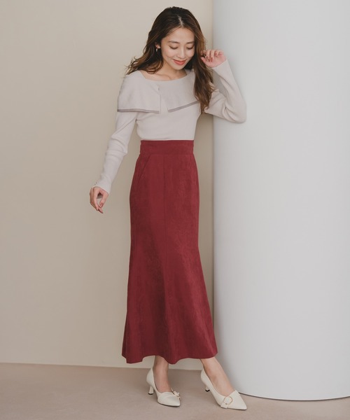 MISCH MASCH（ミッシュマッシュ）の「2way配色アシメケープニット（ニット/セーター・レディース・レッド/ベージュ/ブラック/グレー・ﾌﾘ-）」の6枚目の写真