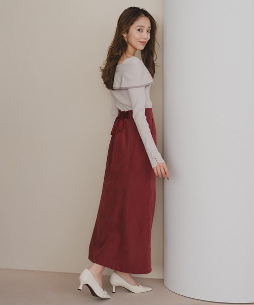 MISCH MASCH（ミッシュマッシュ）の「2way配色アシメケープニット（ニット/セーター・レディース・レッド/ベージュ/ブラック/グレー・ﾌﾘ-）」の14枚目の写真
