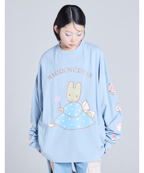 Little sunny bite（リトルサニーバイト）の「MARRONCREAM x little sunny bite long tee（Tシャツ/カットソー・レディース・ホワイト/ブラック/ブルー・SMALL/MEDIUM）」の3枚目の写真