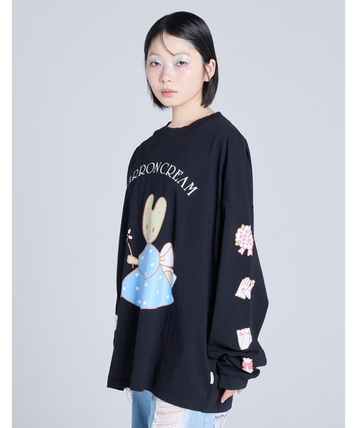Little sunny bite（リトルサニーバイト）の「MARRONCREAM x little sunny bite long tee（Tシャツ/カットソー・レディース・ホワイト/ブラック/ブルー・SMALL/MEDIUM）」の2枚目の写真