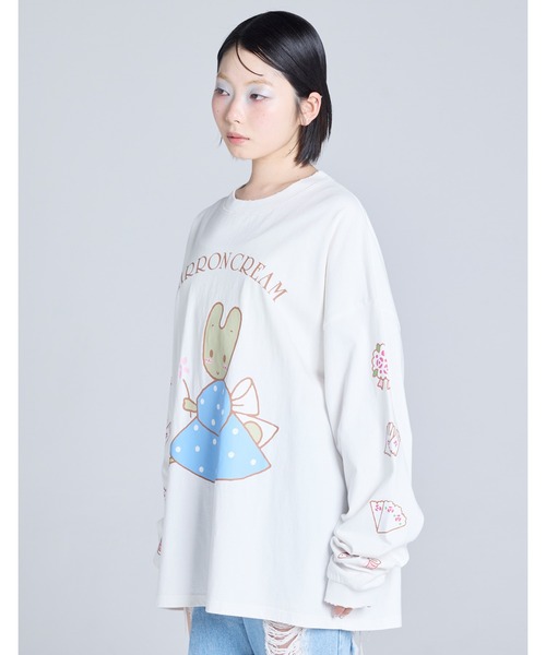 Little sunny bite（リトルサニーバイト）の「MARRONCREAM x little sunny bite long tee（Tシャツ/カットソー・レディース・ホワイト/ブラック/ブルー・SMALL/MEDIUM）」の8枚目の写真