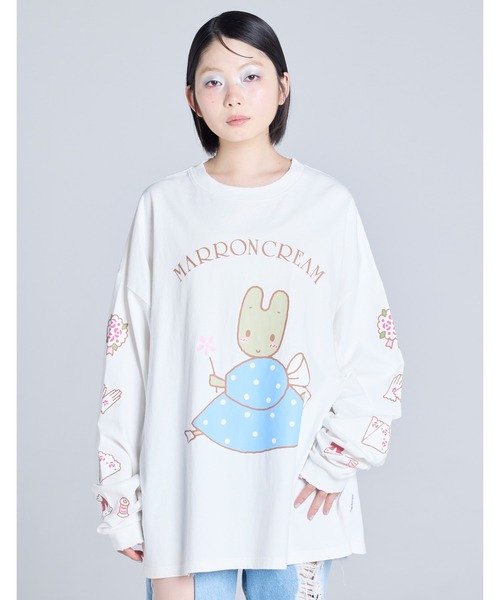 Little sunny bite（リトルサニーバイト）の「MARRONCREAM x little sunny bite long tee（Tシャツ/カットソー・レディース・ホワイト/ブラック/ブルー・SMALL/MEDIUM）」の7枚目の写真