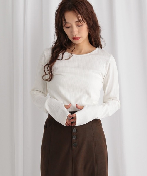 mysty woman(ミスティウーマン)の「2WAYテレコカットソー 577088(Tシャツ/カットソー・レディース・オフホワイト/ブラウン/ブラック・FREE)」の5枚目の写真