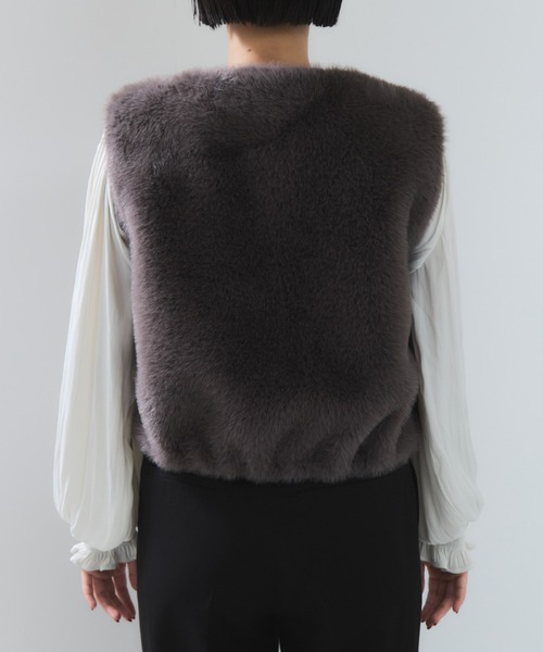 VIS（ビス）の「アソートファーショートベスト（ベスト・レディース・キナリ/グレー系その他・FREE）」の20枚目の写真