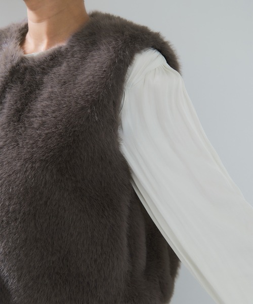 VIS（ビス）の「アソートファーショートベスト（ベスト・レディース・キナリ/グレー系その他・FREE）」の18枚目の写真