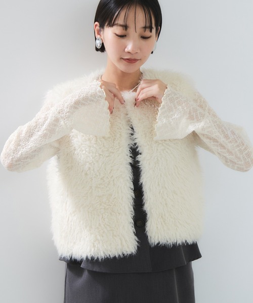 VIS（ビス）の「アソートファーショートベスト（ベスト・レディース・キナリ/グレー系その他・FREE）」の14枚目の写真