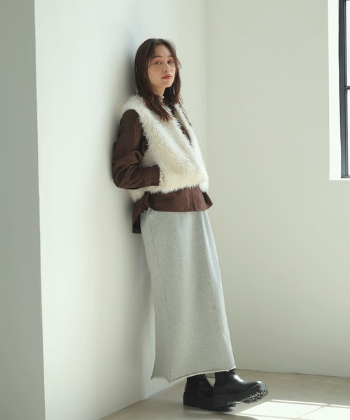 VIS（ビス）の「アソートファーショートベスト（ベスト・レディース・キナリ/グレー系その他・FREE）」の5枚目の写真