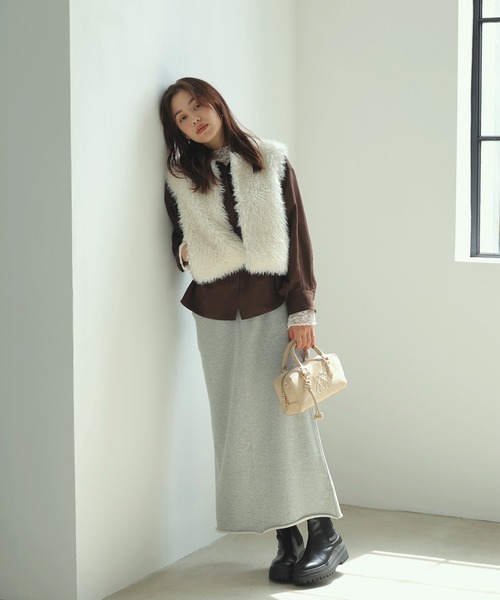 VIS（ビス）の「アソートファーショートベスト（ベスト・レディース・キナリ/グレー系その他・FREE）」の6枚目の写真