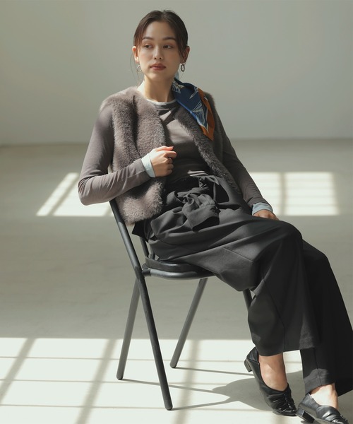 VIS（ビス）の「アソートファーショートベスト（ベスト・レディース・キナリ/グレー系その他・FREE）」の9枚目の写真