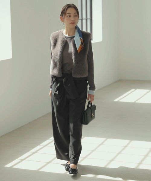 VIS（ビス）の「アソートファーショートベスト（ベスト・レディース・キナリ/グレー系その他・FREE）」の12枚目の写真